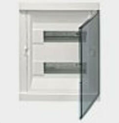 HAGER - Lakáselosztó, falon kívüli, 24modul (2x12), átlátszó ajtóval, műanyag, PE/N sínnel, sorolható, 376, 5x281, 5x98, 5mm, fehér(RAL9010), IP41, 24KE, VS212TD Golf