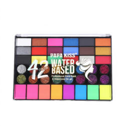  42 színű vízbázisú arcfestő festék paletta, pasztel, élénk és csillámos színek, 20 x 14 cm (5995206014423)