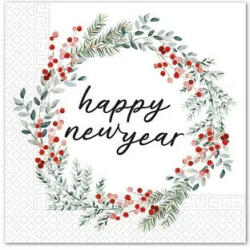 Procos Happy New Year Wreath szalvéta 20 db-os 33x33 cm FSC (PNN95389)