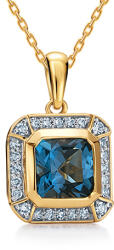 Arany gyémánt medál London blue topázzal 0, 160 ct KU1536P