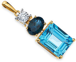  Arany gyémánt medál londoni kék topázzal 0.110 ct KU1663P