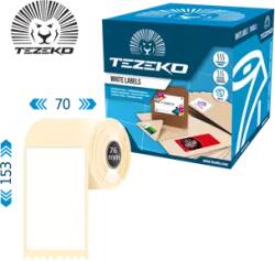 Tezeko 70 mm x 153 mm Papír Tekercses etikett címke Fehér ( 500 címke/tekercs ) (P0700015300-001)