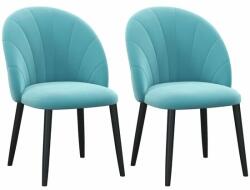 ART Set 2 scaune bucatarie/living, Telor, catifea, metal, verde albastrui si negru, 52x54x79 cm (AR167816)