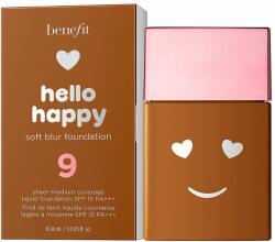 Benefit Hello Happy Soft Blur, Femei, Fond de ten matifiant, 09 Deep Neutral, Spf 15, 30 ml