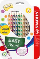 STABILO Creioane colorate STABILO EASYcolors pentru stângaci - set de 12 cu ascuțitor