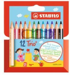 STABILO Creioane colorate STABILO Trio, groase și scurte, în ambalaj de carton, 12 buc