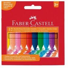 Faber-Castell Creioane cerate, formă triunghiulară, FABER-CASTELL "Jumbo Grip", 12 culori diferite, 12 buc