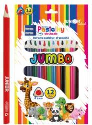 Junior Creioane colorate triunghiulare JUNIOR Zoo JUMBO - set de 12 buc + ascuțitoare