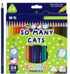 M&G Creioane colorate triunghiulare M& G So Many Cats, set de 24 buc