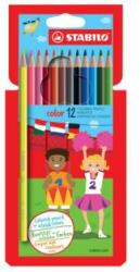 STABILO Creioane colorate, hexagonale, culoare STABILO, 10 buc de culori diferite + 2 culori neon