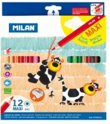 MILAN Maxi creioane hexagonale 12 buc + ascutitoare