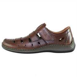 RIEKER Pantofi barbati, Rieker, 05268-25-Maro, casual, piele naturala, perforati, cu talpa joasa, maro (Marime: 44)