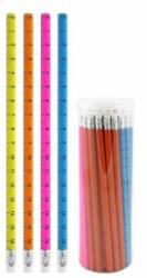 Junior HB grafit ceruza gumi vonalzóval, mix/4 szín