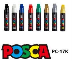 POSCA Filc UNI Posca PC-17K, 10-15mm , 8db/csomag, arany, ezüst, fehér, fekete, kék, piros, sárga, zöld