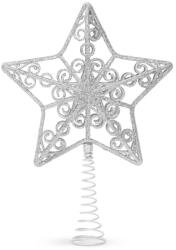Family Collection Karácsonyfa csúcsdísz - csillag alakú - 20 x 15 cm - ezüst (58679B)
