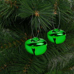 Family Collection Karácsonyi dísz - akasztható, csilingelő - fém, 20 mm - zöld - 9 db / csomag (58621D)