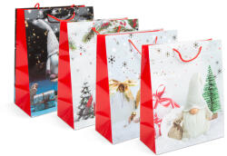 Family Karácsonyi ajándéktasak - papír - 265 x 127 x 330 mm - 4 féle / csomag - 12 db / csomag (58302) - conlight