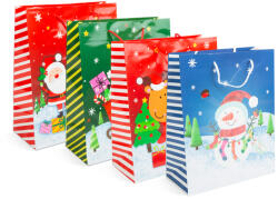 Family Karácsonyi ajándéktasak - papír - 265 x 127 x 330 mm - 4 féle / csomag - 12 db / csomag (58298) - conlight