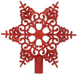 Family Collection Karácsonyfa csúcsdísz - hópehely alakú - 20 x 20 cm - piros (58608C) - conlight