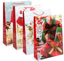 Family Karácsonyi ajándéktasak - papír - 330 x 102 x 457 mm - 4 féle / csomag - 12 db / csomag (58300) - conlight