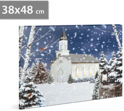 Family Collection LED-es fali hangulatkép - téli táj - 2 x AA, 48 x 38 cm (58473)