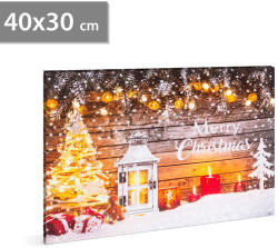 Family Collection Karácsonyi LED-es hangulatkép - fali akasztóval, 2 x AA, 40 x 30 cm (58458)