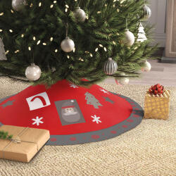 Family Collection Karácsonyfa alá terítő - 97 cm - poliészter - szürke / piros (58277A)