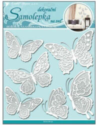  Falmatrica - 3D csillámos matrica 39 x 30 cm fehér pillangók