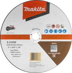 Makita vágótárcsa 230x2, 0x22, 23 rozsdamentes acél E-03006 (E-03006)