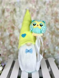 Manó Világ Ballagási Manó| Lime | Türkiz Plüss Bagollyal(30-35 Cm)