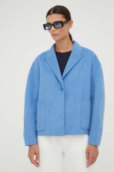 American Vintage gyapjú kabát melange, egysoros gombolású - kék XS/S