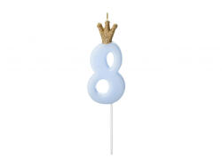 PartyDeco Lumanare cifra 8, albastru deschis, 9.5cm (SCU6-8-001J)