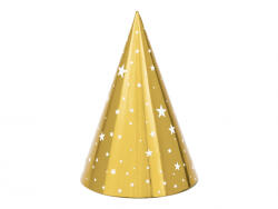 PartyDeco Coifuri de petrecere cu stele, aurii, 16 cm (6 buc. 1 pachet) (CPP20)