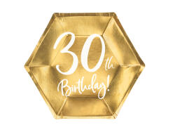 PartyDeco Farfurii aurii 30 th Birthday - 20CM Set 6 BUC (TPP73-30-019M)