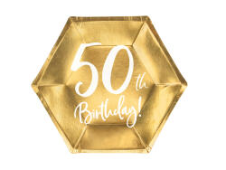 PartyDeco Farfurii aurii 50 th Birthday - 20CM Set 6 BUC (TPP73-50-019M)