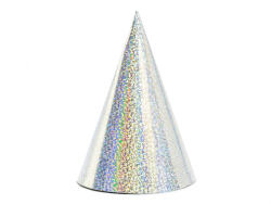 PartyDeco Coifuri de petrecere holografice, argintii, 16 cm (6 buc. 1 pachet) (CZAP6-018)