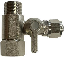 Coventina Bekötő idom golyós csappal - 3/8" külső / 3/8" belső menettel és 3/8"-os cső csatlakozással (FWC-CS3838)