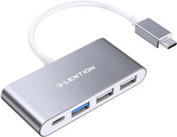  Lention 4 az 1-ben hub USB-C - USB 3.0 + 2x USB 2.0 + USB-C (szürke)