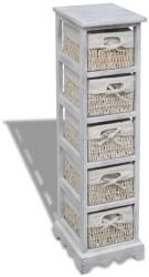 vidaXL Dulap de depozitare din lemn, 5 coșuri împletite, alb (240798) - comfy Dulap arhivare