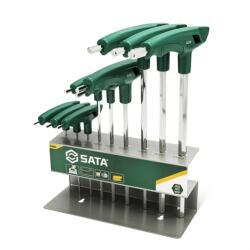 SATA T-nyelű imbuszkulcs készlet 9 részes 2-10mm, állvánnyal (ST09118)