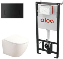 Fluminia Set complet vas WC suspendat, Fluminia, Alfonzo, cu rezervor Alcadrain și clapetă neagră (AM101/1120+M578+B2330BD-2)