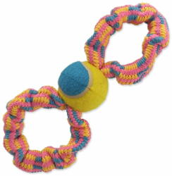 Dog Fantasy Játékkutya Fantasy nyolcas kötélhúzás teniszlabdával színes mintával 2, 27cm