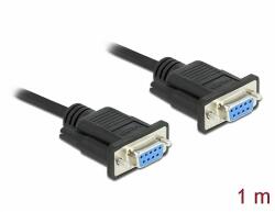 Delock Sub D9-es, null modemű, RS-232 soros kábel, anya-anya, 1 m (86608)
