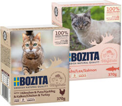 Bozita 24x370g Bozita falatok nedves macskatáp- Vegyes csomag I (12x csirke & 12x pulyka + lazac szószban )