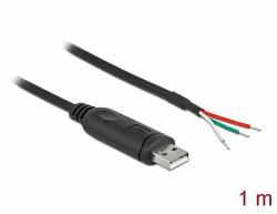 Delock Adapter cable USB 2.0 Type-A to Serial RS-232 with 3 open wires 1 m (62930)