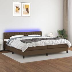 vidaXL barna szövet rugós és LED-es ágy matraccal 200x200 cm (3133424) - vidaxl