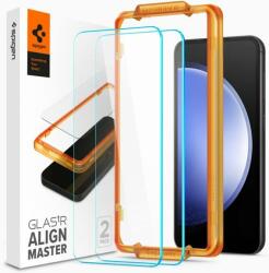 Spigen AGL06986 Samsung Galaxy S23 FE Spigen Align Master edzett üveg képernyővédő fólia, felhelyezést segítő kerettel, 2 db-os csomag, átlátszó (AGL06986)