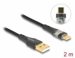 Delock Cablu USB 2.0-A la USB type C T-T Fast Charging 60W 2m brodat Negru, Delock 80761 (80761)