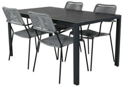 Asztal és szék garnitúra Dallas 2983 (Fekete + Szürke)