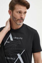 Giorgio Armani pamut póló fekete, nyomott mintás - fekete M - answear - 23 990 Ft